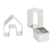 3-Piece Christmas Cookie Cutters Set - 3D Stainless Steel Gingerbread House Molds for Holiday Baking & Cake Decorating