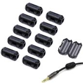 VSKEY 10pcs Clip-on Noise Filter for Home Audio: High-Frequency Ferrite Core Choke for TVs, Speakers & More
