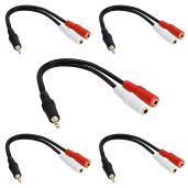 Cmple 3.5mm Audio Y Splitter Cable - 5 Pack Male to 2 Female Headset Adapter for Stereo Sound