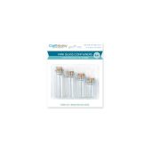 Craft Medley GB800 Glass Bottles Mini Containers with Cork Lid Multiple Sizes 7mL 10mL 15mL 20mL 4 Piece Set