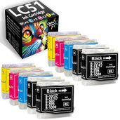 CyberpowerPC Ink Cartridge Replacement for Brother LC 51 10 Pack Cyan Magenta Yellow Black High Quality Printing