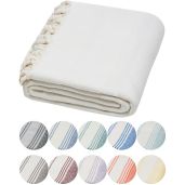 DEMMEX Organic Turkish Cotton Bath Towel - Luxury Oversized Quick-Drying Peshtemal (71x36'', White) for Bathroom & Beach