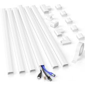 Delamu Cord Hider 94.5in - Easy Cable Management Kit for TV Wires, White Wall Covers for Neat & Tidy Spaces