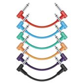 "Donner 6-Inch Guitar Patch Cable 6-Pack - Right Angle TS 1/4" for Optimal Sound Quality"