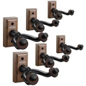 Donner 6-Pack Guitar Wall Mount Hanger - Black Walnut Holder for Acoustic, Electric, Bass, Ukulele & More