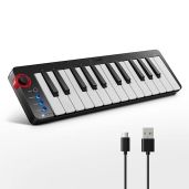 Donner Mini MIDI Keyboard, N-25 25 Key MIDI Controller for Beginner with Velocity-Sensitive Mini KeysandLight-up RockerandMusic Production Software,