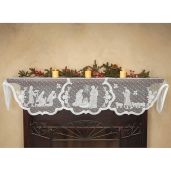 "DoubleWood 20"x90" White Lace Christmas Fireplace Scarf & Table Runner - Elegant Holiday Decor for Mantles & Tables"