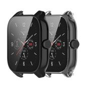 E ECSEM Compatible for Amazfit GTS 4 Case with Built-in Tempered Glass Screen Protector, Full Coverage Hard PC Ultra-Thin Protective Cover for