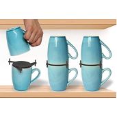 ELYPRO Coffee Mug Organizer: Expandable & Stackable Kitchen Storage for Mugs & Tea Cups - Space-Saving Cabinet Solution (Black)