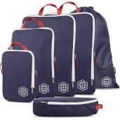 Extra Large Compression Packing Cube Set (6 Pieces) for Travel & Luggage - TRIPPED Travel Gear (Navy)