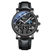 FANMIS Men's Multifunctional Military Watch: Waterproof, Luminous, Chronograph & Moon Phase - Stylish Black Leather Wristwatch