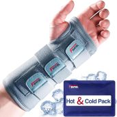 FEATOL Wrist Brace for Carpal Tunnel Night Support Adjustable Straps Hot Ice Pack Left Hand Large X Large Pain Relief for Tendinitis Arthritis