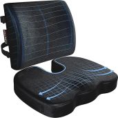 FORTEM Office Chair Cushion and Back Support Memory Foam Lumbar Pillow Non Slip for Gaming Car Seat Chair Pad