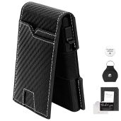 FUNGORGT Mens Slim Wallet Personalized RFID Blocking Leather Sheath Minimalist Credit ID Passport Holder with Engraved Accessory and AirTag