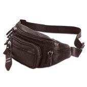 Multifunctional Genuine Leather Fanny Pack - Ideal Travel Waist Bag for Hiking, Running & Cycling | Durable with Multiple Pockets