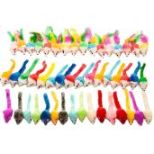 Fashion's Talk 48 Count Assorted Mice Cat Toys Furry Rattle Mouse Kitten Toy Mini Mice for Indoor Cats Interactive Play Color Varies