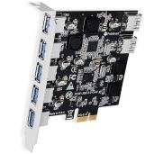 FebSmart 7 Port USB 3.0 Expansion Card 5Gbps for Windows 11 10 8 7 Vista XP Desktop PCs Self Powered Technology FS-U7-Pro