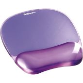 "Fellowes Gel Crystal Transparent Mousepad & Wrist Rest - Purple, 9.05" x 7.95" for Comfort & Style"