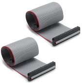Fielect 2pcs IDC 50 Pin Connector Gray Flat Ribbon Cable 30cm 2.54mm Pitch for Reliable Connections