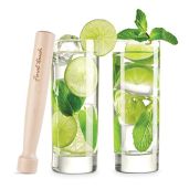 Final Touch Premium Mojito Set with Tom Collins Glasses and Wooden Muddler Complete Cocktail Kit for Perfect Mojitos
