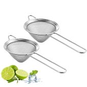 "Premium 3.5" Stainless Steel Fine Mesh Strainer Set for Cocktails - Essential Bartender Tool (2 pcs)"