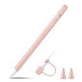 Fintie Silicone Sleeve for Apple Pencil 1st Gen Ultra Light Soft Case with Nib Covers and Cable Tether in Pink Sand