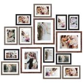 Fixwal Picture Frames Set 15 Pack Rustic Gallery Wall Frame Collage for Wall or Tabletop with 8x10 5x7 4x6 Frames in 3 Finishes