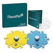 FluentPet Tester Kit Set of 2 Dog Talking Buttons and 1 Blue HexTile Customizable Pet Training Buttons with Batteries Included