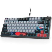 Fogruaden Wired 75 Percent Mechanical Keyboard Hot Swappable Gasket Mount RGB Backlit 82 Keys TKL Compact Gaming Keyboard with Knob