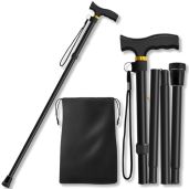 Adjustable Folding Cane for Men and Women Black Walking Poles Aids for Elderly and Limited Mobility