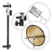 Fotoconic Multi Functional Reflector Holder Boom Arm Background Crossbar 21 to 49 inches with Solid Locking Metal Swivel Head Grip