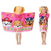 "Franco Paw Patrol Pink Hooded Towel Wrap for Kids - Soft Cotton Terry, 24" x 50" for Bath, Pool & Beach Fun!"