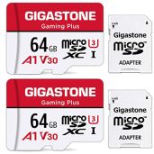 GIGASTONE 64GB Micro SD Card 2-Pack for Nintendo Switch Smartphone Fire Tablet 4K UHD Video Recording UHS-I U3 C10 A1 V30 90MBs with Adapter
