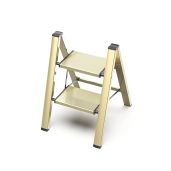 GameGem Aluminum Folding Step Ladder Lightweight Portable Anti-Slip Sturdy Wide Pedal Multi-Use Stepladder for Home Kitchen Gold 330 lbs