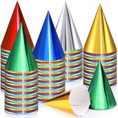 Geosar 300 Pcs Metallic Foil Birthday Party Hats Bulk for Adults Kids Boys and Girls