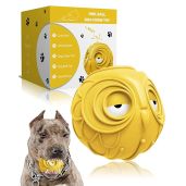 Giggle Ball for Dogs Interactive Owl Toy Natural Rubber Fun Gift for Medium Large Puppies Yellow Color