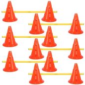 Glimin Dog Agility Hurdle Cone Set 12 Cones 6 Rods Adjustable Obstacle Training Equipment for Outdoor Pet Games