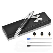 Glovion Multicolor Ballpoint Pen with Stylus Tip 2 in 1 Ink Writing Pen and Replacement Stylus Tips for Touch Screens Android iPhone iPad