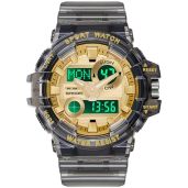 Gosasa Large Dial Transparent Multifunction Digital Watch for Men and Women Casual Dual Display Unisex Wrist Watch Black Rose Red