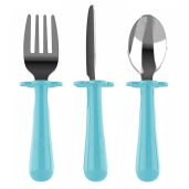 Grabease Toddler Silverware Set: BPA-Free Utensils for Easy Feeding - Forks, Spoons & Knives in Teal