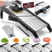 Gramercy Food Slicer & Cut-Resistant Gloves: Perfect Mandoline for Vegetables, Potatoes & Cucumbers