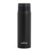 GrandTies Lightweight Travel Water Bottle with Strainer- 20oz Vacuum Insulated Water Bottles for Men & Women, Double Walled Metal Canteen, Keep Your Favorite Beverages Hot or Cold (Black)