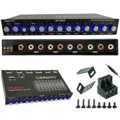 Gravity EQ19 1/2 Din 9 Band Car Audio Equalizer with 9V Outputs and AUX/DVD Select Switch for Enhanced Sound Quality