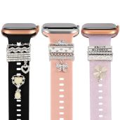 Greaciary 12pcs Decorative watch charms ring Loops and 3pcs watch stud,metal Diamond Sliding Strap Accessories Compatible with Apple watch Silicone