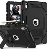 Grifobes Heavy Duty Shockproof Case for iPad 11th 10th Generation 2025 2022 with Stand and Pencil Holder Black