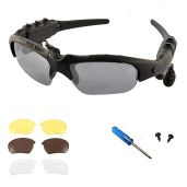 Grofulor Wireless Bluetooth MP3 Sunglasses: Polarized Music Glasses for iPhone & Samsung - Stereo Headphones Included