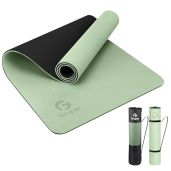 Eco-Friendly Non-Slip Gruper Yoga Mat with Strap - Perfect for Home Workouts, Pilates & Floor Exercises in Matcha Green/Black