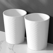 HOLTPHILI Small Bathroom Trash Can 1.8 Gallon Waste Basket 2 Pack Garbage Can for Toilet Office Bedroom, White