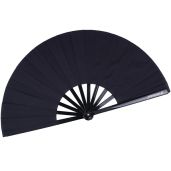 HONSHEN 13-Inch Folding Chinese Hand Fan - Nylon Cloth Performance Fan in Black