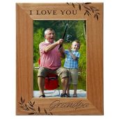 I Love You Grandpa Engraved Natural Wood Photo Frame 5x7 Vertical Portrait Best Grandpa Ever Gifts for Grandparents Day Father's Day Christmas
